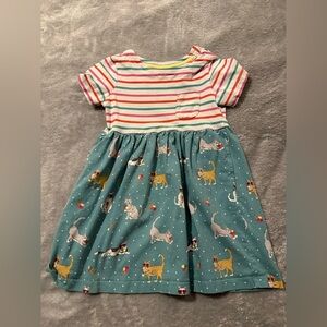 Boden Pink & Teal Stripe Top with Teal Cat-Print Skirt Kids Dress